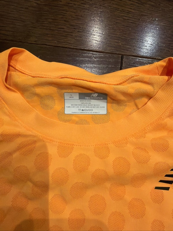 NWT New Balance Men’s Running Moisture Wicking Shirt In Orange, Size L gallery
