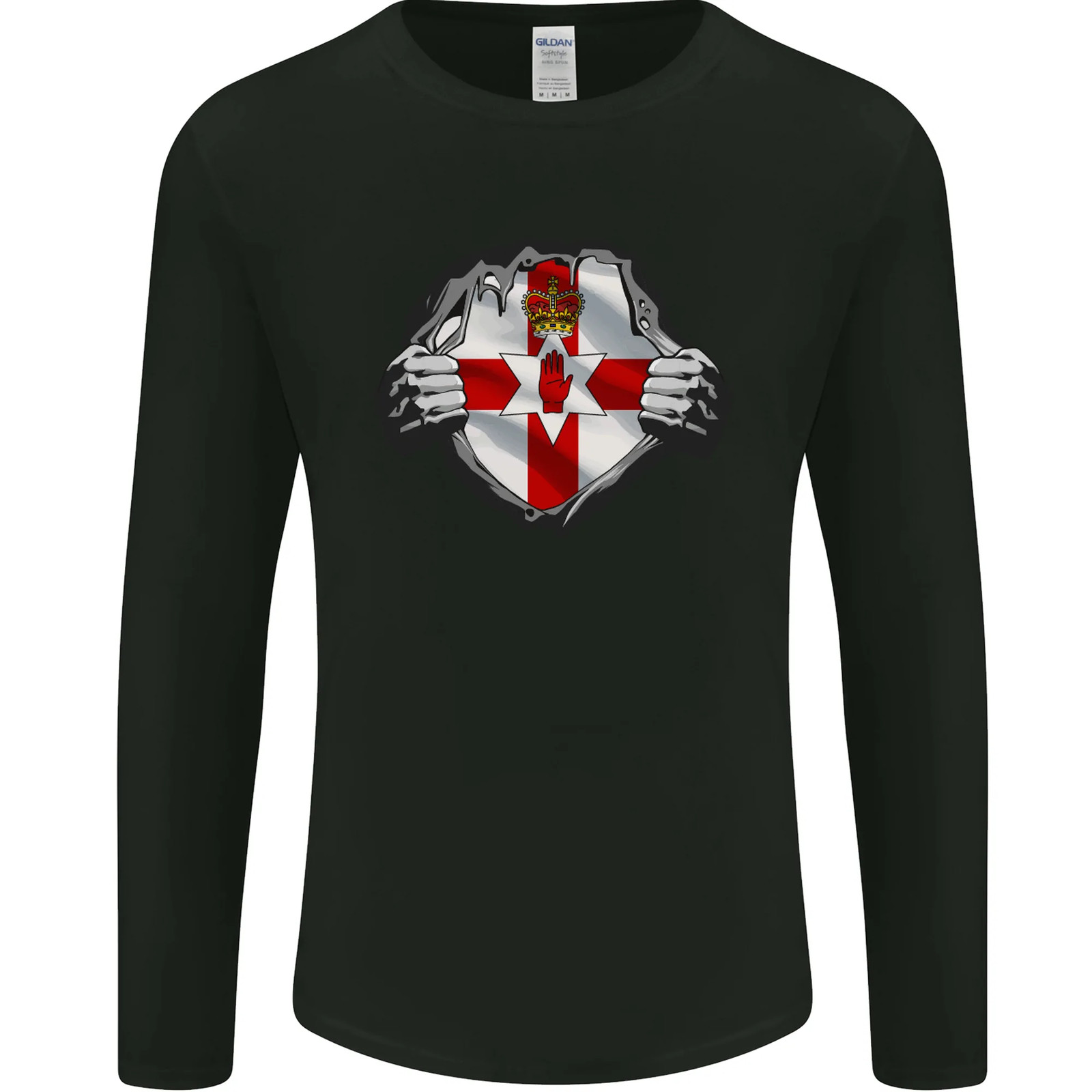 Ulster Flag N Ireland Gym Ripped Torn Mens Long Sleeve T-Shirt gallery