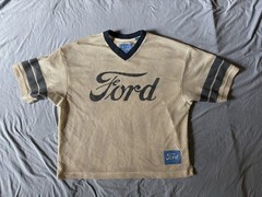 Ford Pacsun Mesh Jersey T-Shirt Cream With Blue Stripes Men’s Size S
