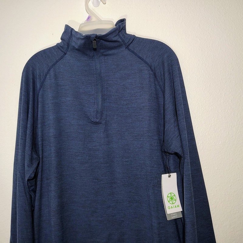 Gaiam Half Zip Pullover Active Top Blue | Long Sleeve Slim Fit | Size L gallery