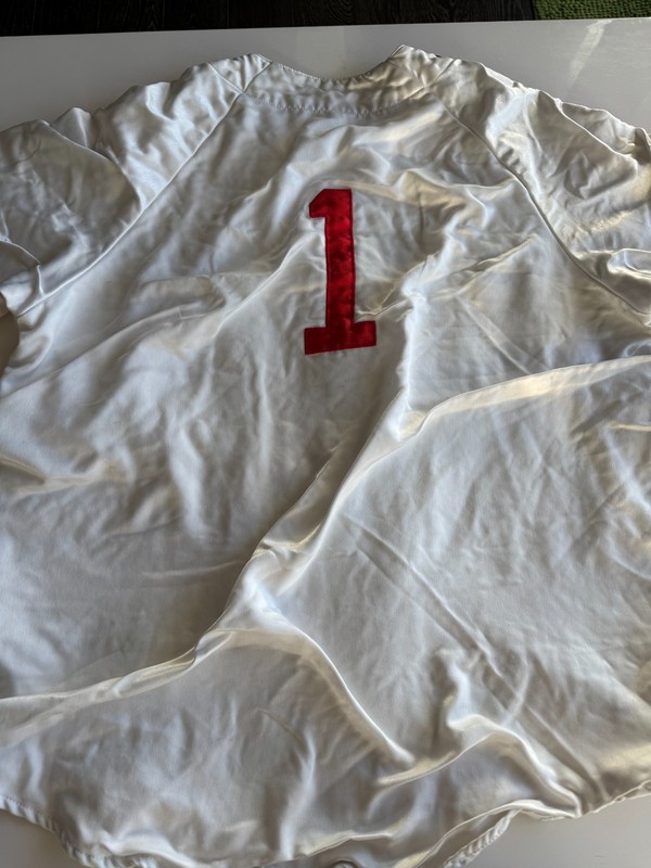 Supreme 1 (One) Satin Jersey Button Up Baseball Black RARE Size XXL WHITE 2XL gallery