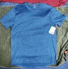 DSG Mens Navy Performance Tee Training Blue Static Texture SMALL