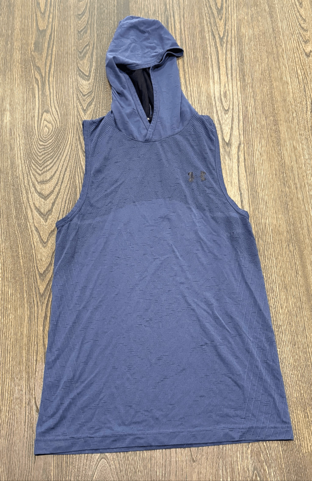 Under Armour Mens Seamless Sleeveless Hoodie Fitted Pullover Blue Ink Size SM gallery