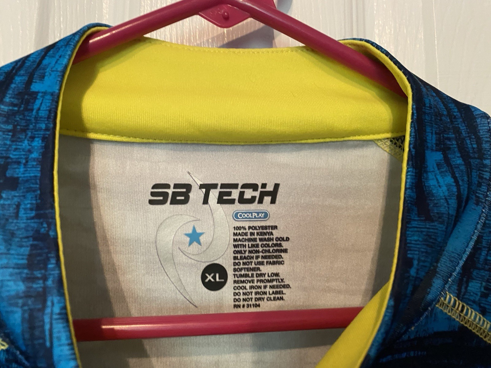 SB Tech Cool Play Mens Long Sleeve Shirt Size XL Blue And Yellow Great Preowned gallery