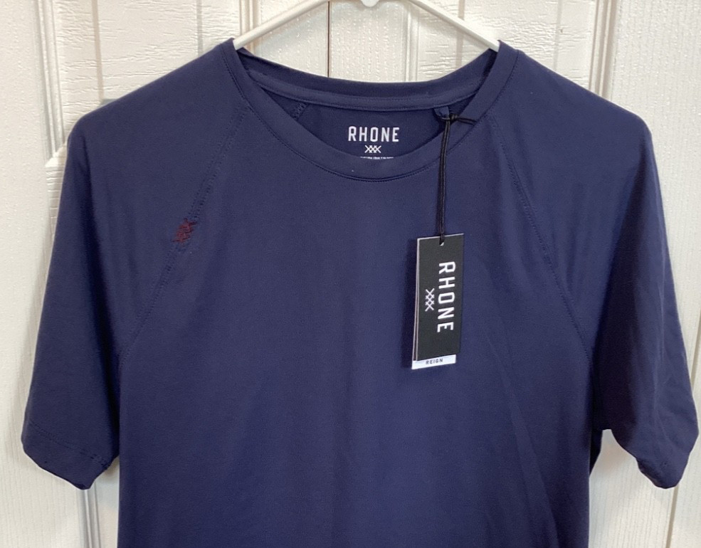 Rhone Men’s Reign Tee Blue Small Stretch Gym Workout Performance UPF 50 NWT $68! gallery