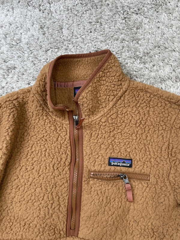 Patagonia Fleece Pullover Mens Small Bear Brown Retro Pile 1/4 Zip Sherpa 22835 gallery