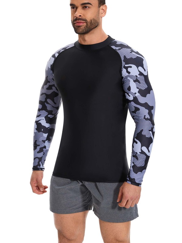 Men's UPF 50+ UV Protection Long Sleeve T-Shirt Sun Block Rash Guard Surf Shirts gallery