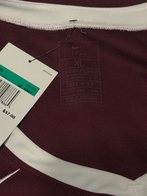 Nike Team Stock Dri-FIT Basketball Jersey Maroon/White #1228 gallery
