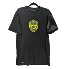 Nike Dri-FIT Football Shield Training T-Shirt Men’s L Large Black Volt Mesh Side