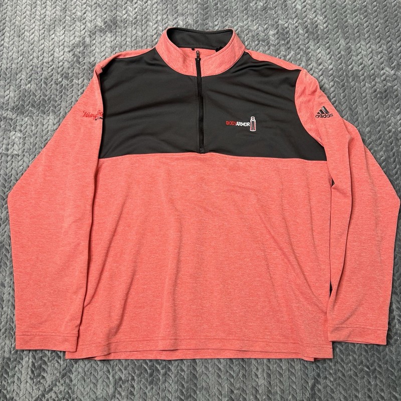 Body Armour Adidas 1/4 Zip Pullover Men’s Size XL Salmon Red Black Long Sleeve gallery