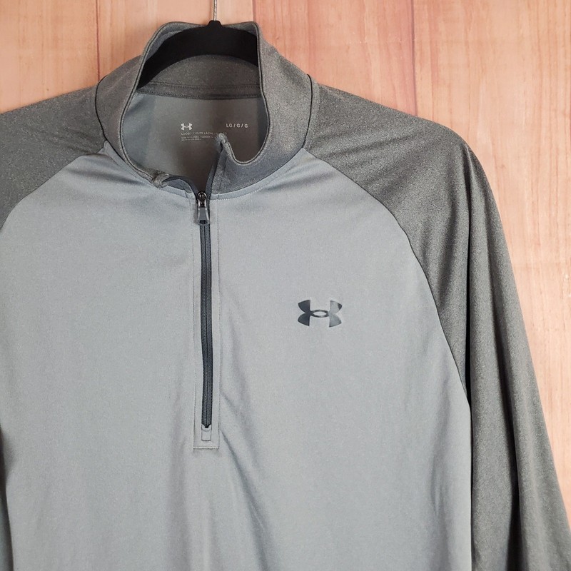 Under Armour Mens Loose Fit 1/4 Zip Pullover Grey Long Sleeve Shirt Sz L gallery