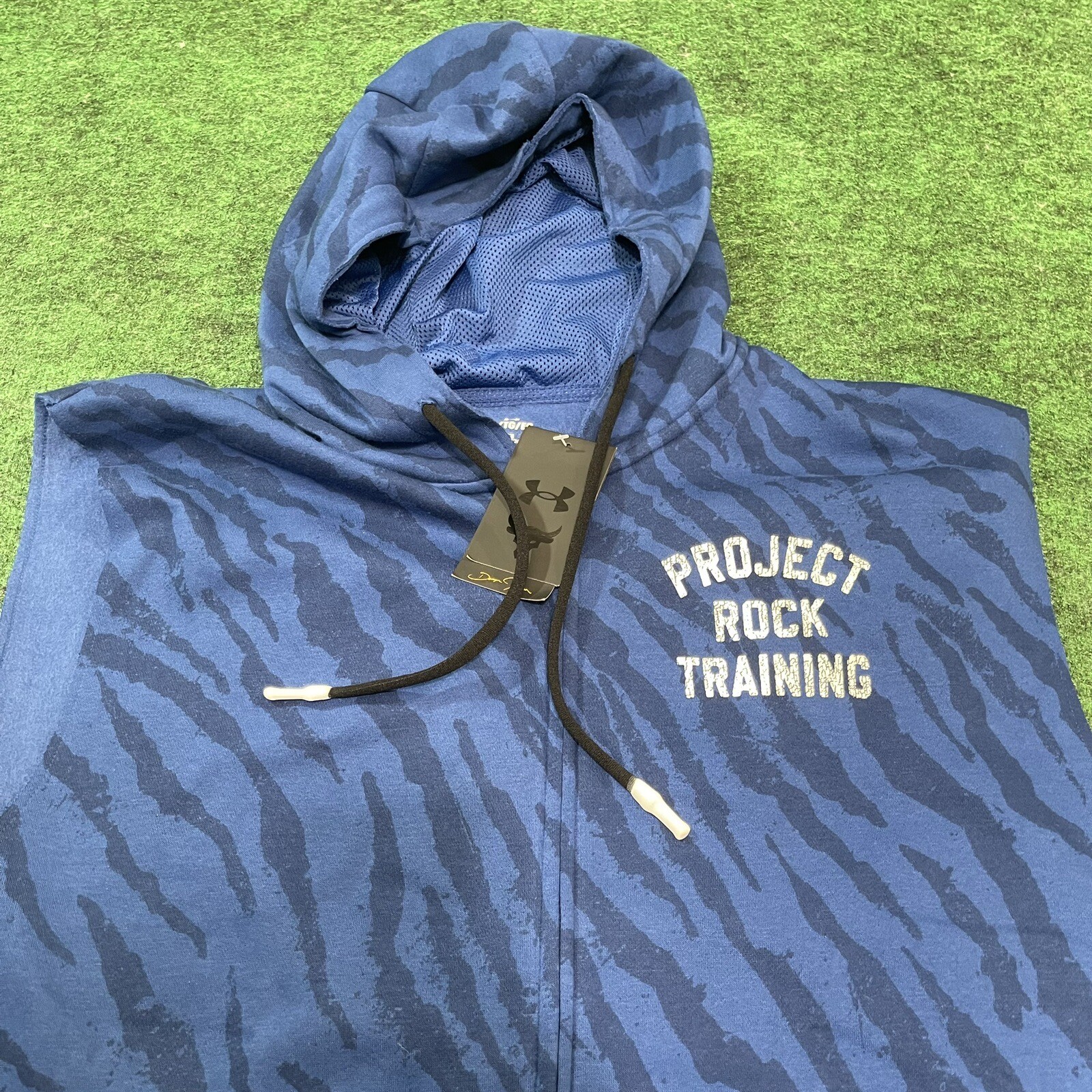 Under Armour Project Rock Sleeveless Hoodie Men XL Blue Rival Trainer Jacket NEW gallery
