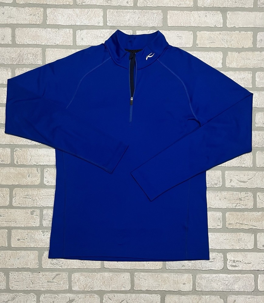 Kjus 1/4 Zip Pullover Mens Large 52 Blue Mock Neck Performance Stretch Golf