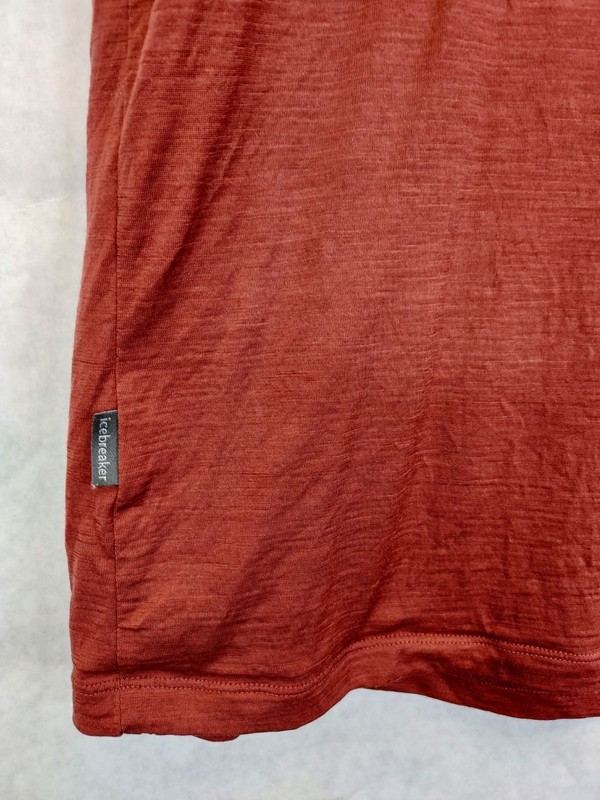Icebreaker Cool Lite T-Shirt Men's M Merino Wool Rust Mountains Base Layer Flaw gallery