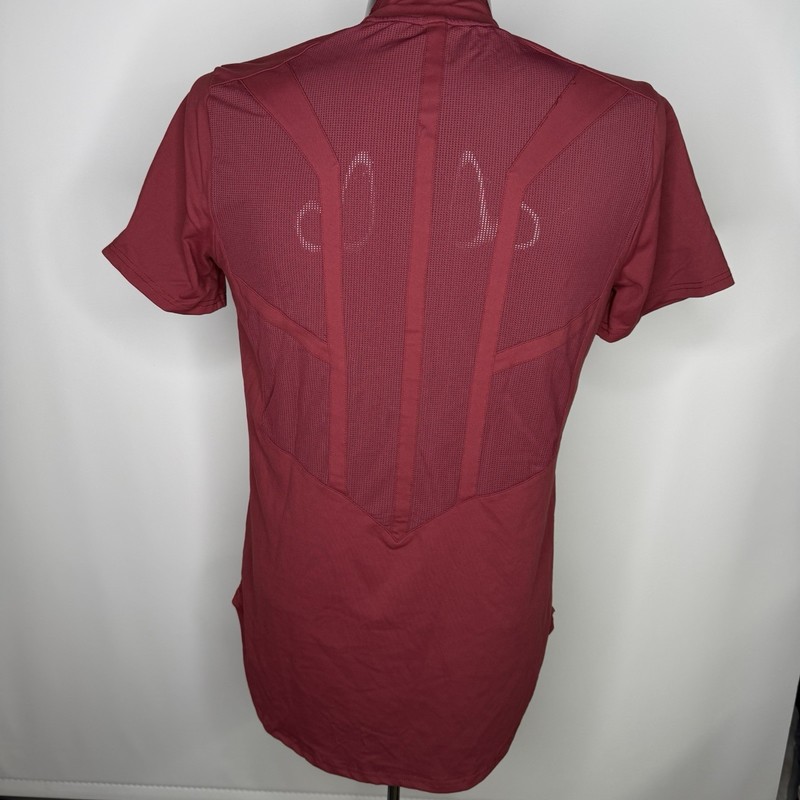 SQUAT WOLF Workout Shirt Mens Large Maroon Tee Moisture Wicking Gym Training gallery