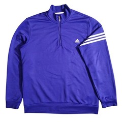 Adidas Jacket Mens L Purple Golf 1/4 Zip Climalite French Terry Pullover Stripe