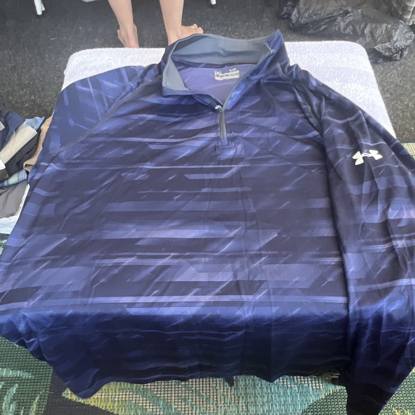 Under Armour HeatGear Men’s Shirt Loose Fit Blue XL 1/4 Zip Long Sleeve gallery