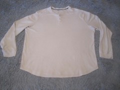 All In Motion Shirt Mens 2XL Beige Waffle Knit Long Sleeve Thermal Henley Top