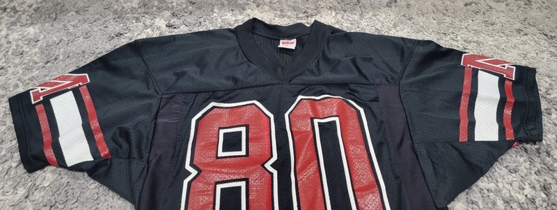 Vintage Wilson Football Jersey Men Large Mesh Nylon Black & Red MV #80 USA white gallery