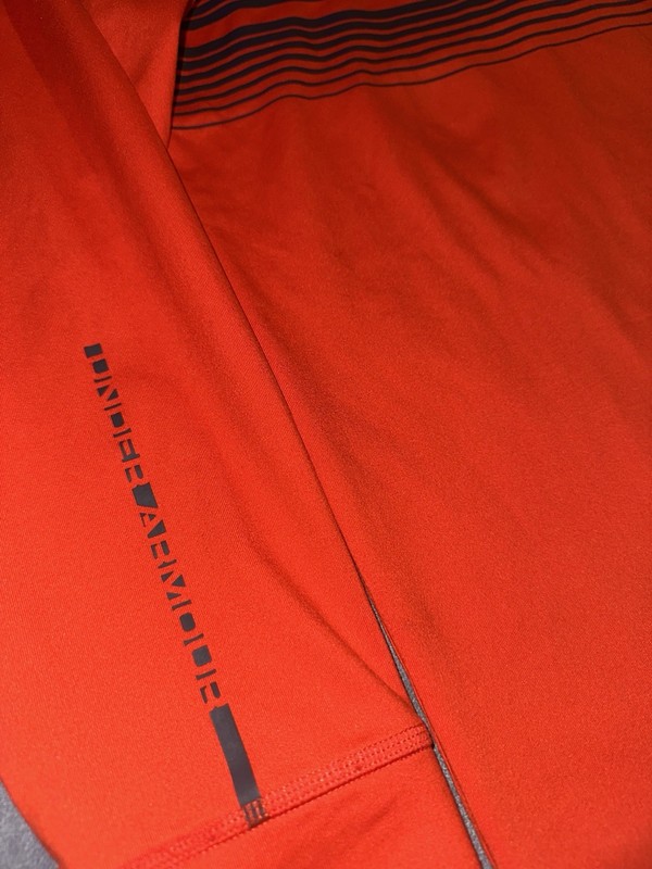 Under Armour ColdGear 1/4 Zip Pullover Mens Medium Orange Striped Loose Fit gallery