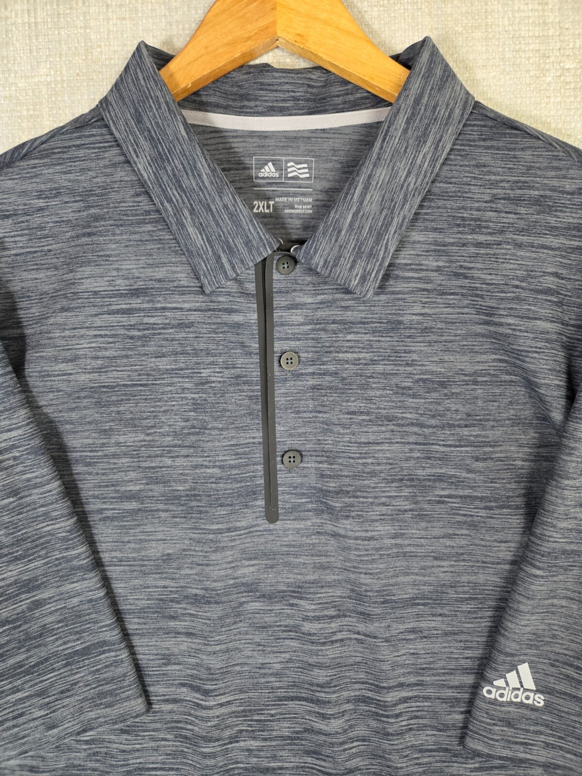 ADIDAS Mens Size 2XLT Performance Polo Shirt Gray Space Dye Golf 2XL Tall gallery