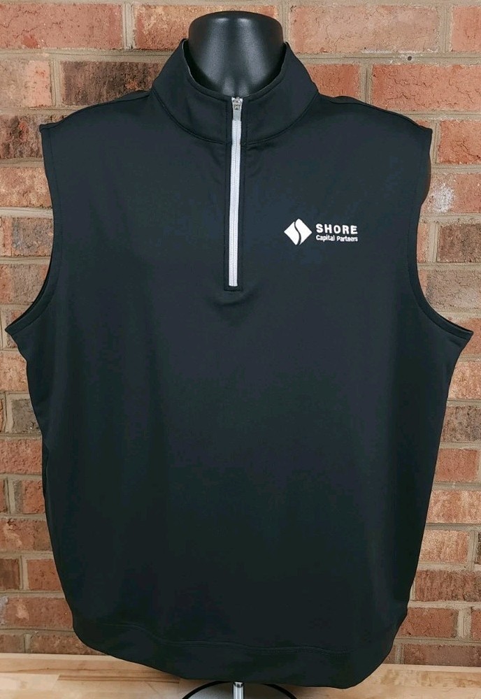 Peter Millar Galway Stretch 1/4 Zip Vest Mens Black XL Shore Capital Golf