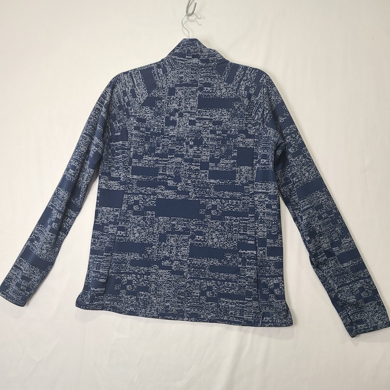 Under Armour Mens Large Fitted 1/2 Zip Pullover Shirt Athletic Blue Abstract gallery
