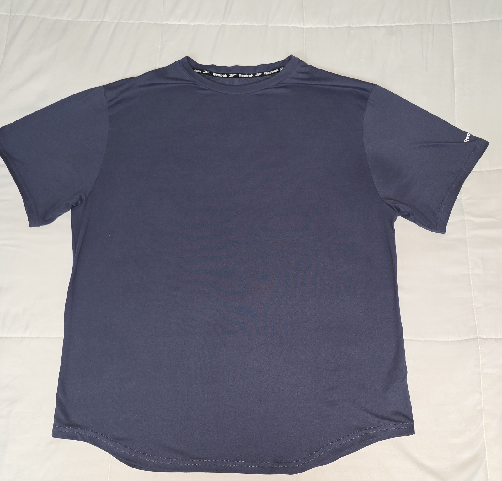 Reebok Men's Basic T-Shirt Navy Short Sleeve L Lightweight Polyester Gym gallery