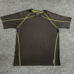Reebok Shirt Mens Size XL Gray PlayDry Athletic Gym Workout Lime Green Stitching