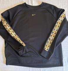 Nike Women’s Logo Tape Crewneck Sweatshirt Black Gold Size L BV3443-011