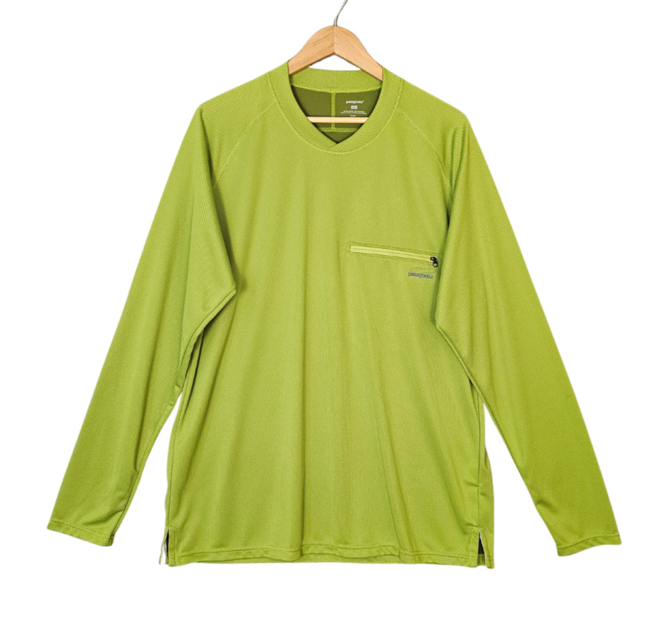 Patagonia Sunshade Shirt Mens XL Green Long Sleeve Chest Zip Pocket UPF Fishing
