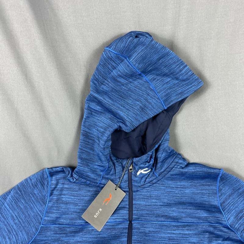 KJUS Golf Hoodie Liam Tech Wool 1/4 Zip Medium Bright Blue Polyester MSRP $249 gallery