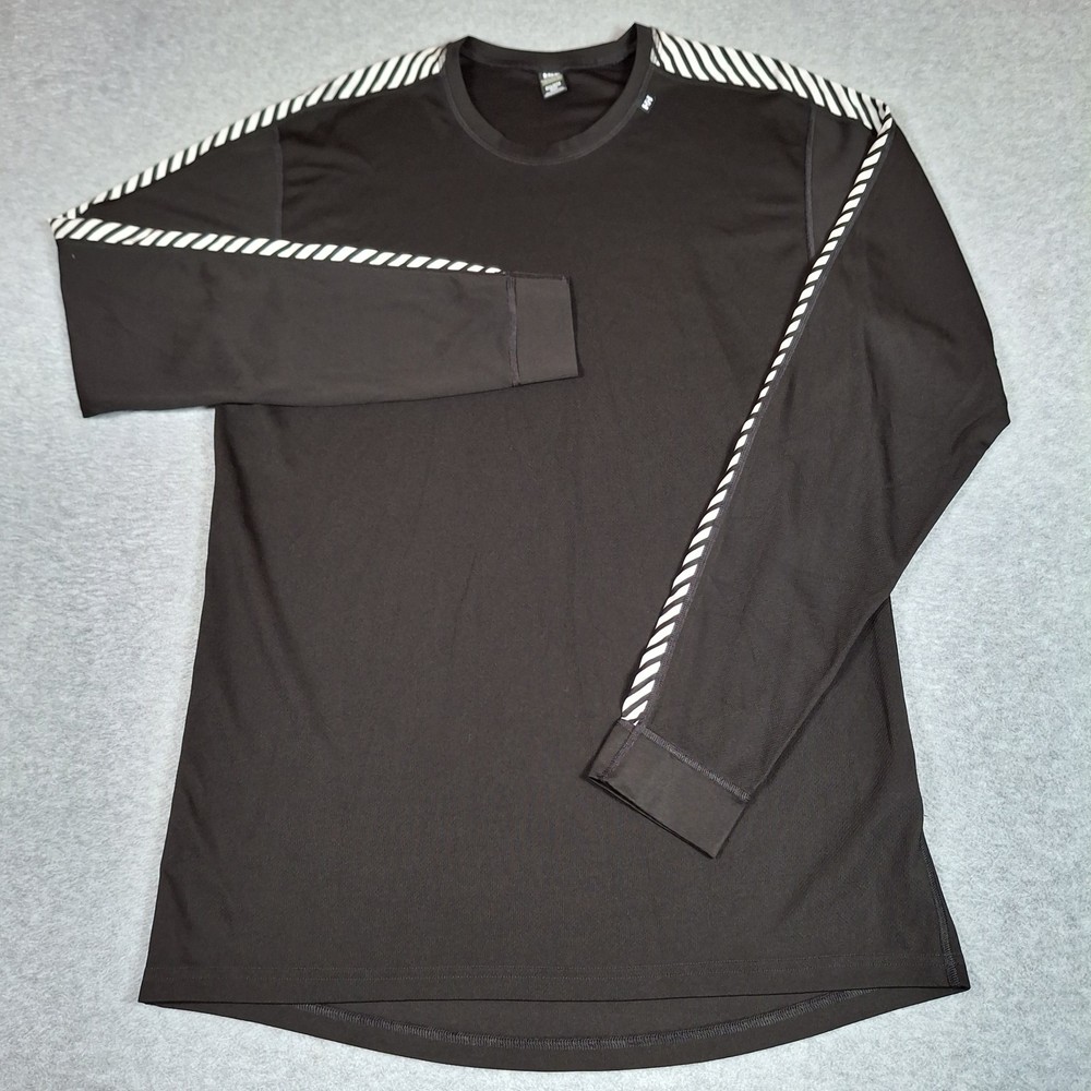 Helly Hansen LIFA Striped Long Sleeve Base Layer Shirt Men 2XL Black Athletic