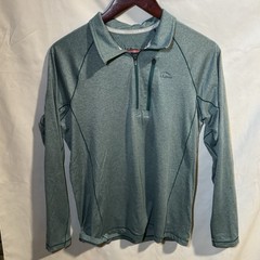 LL Bean Mens Ridge Runner Performance Quarter Zip Pullover Green Heathered S