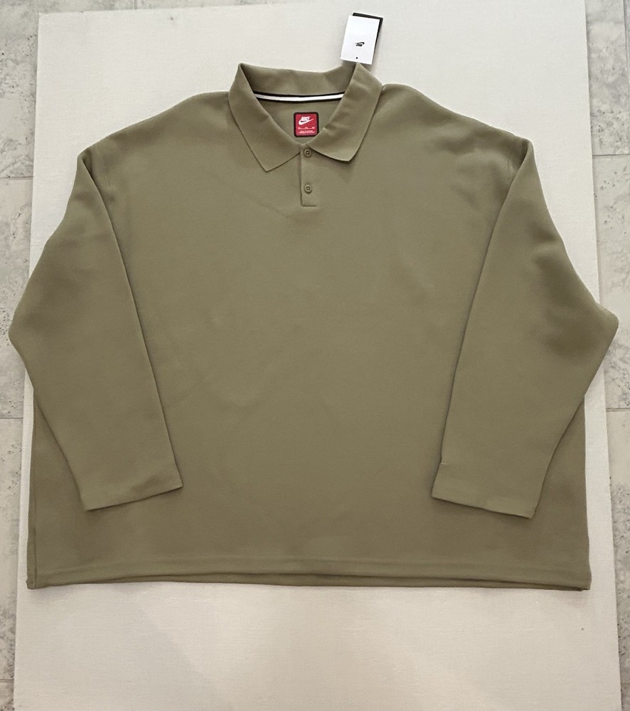 Nike Tech Fleece Reimagined Polo Long Sleeves Olive Men's Sz 3XL FZ7570-276