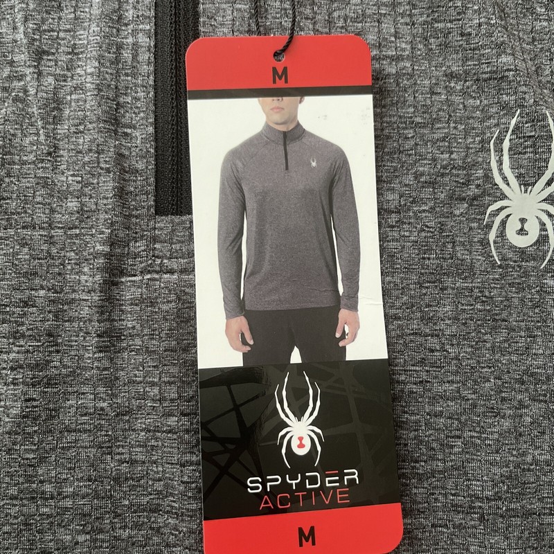 SPYDER Men's Moisture Wicking 4 Way Stretch Reflective 1/4 Zip Pullover, Grey M gallery