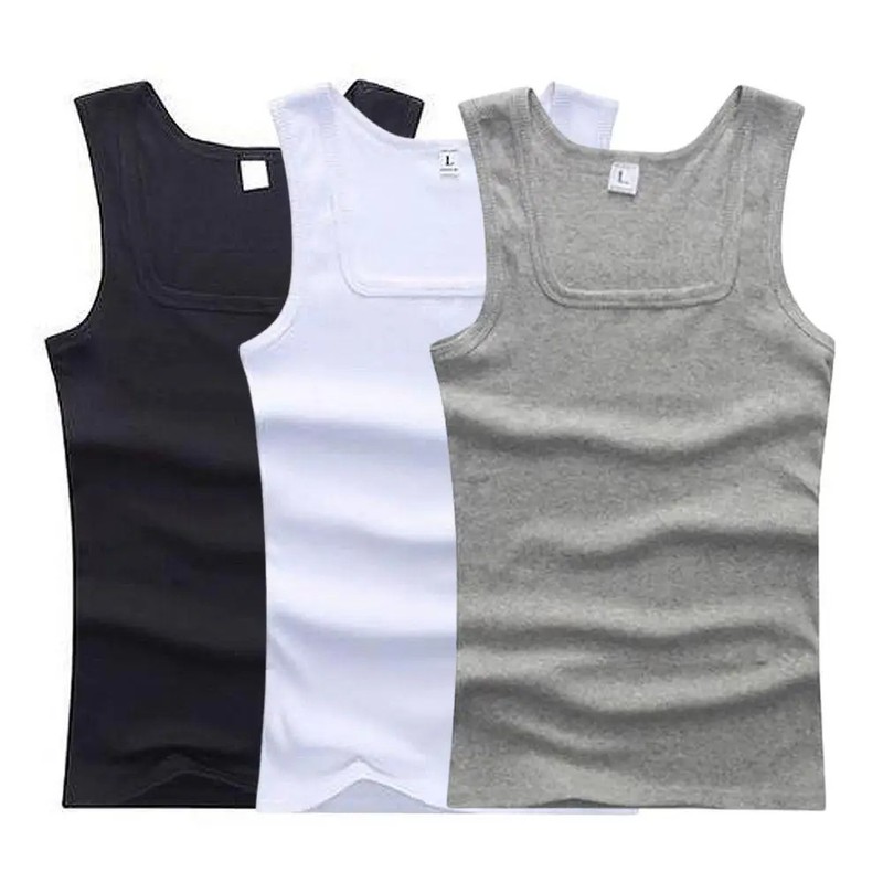 3pcs/set Four Seasons Men Tank Tops Black White Gray Singlets Sleeveless Men Ves gallery