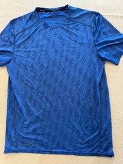 Russell Activewear T Shirt Mens Medium Blue Print Track Gym Training Athleisure