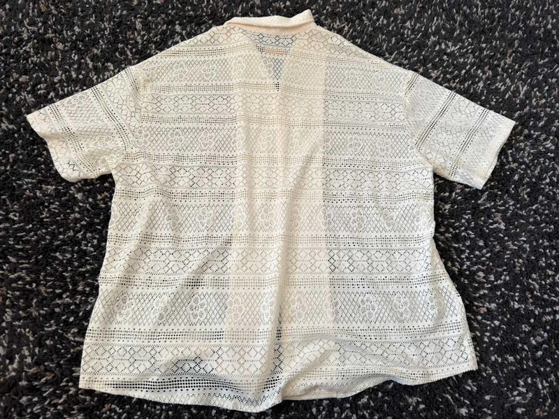 Aime Leon Dore ALD Rico Crochet Lace Shirt Cream White Used XL gallery