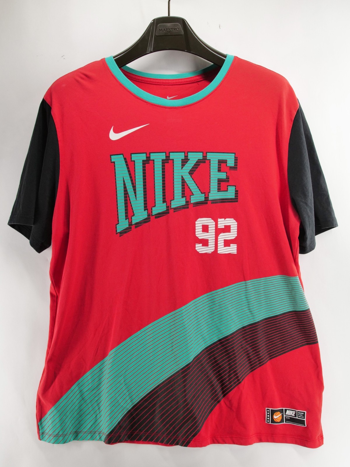 Nike Dri-Fit Shirt Mens XL Red Teal Basketball Graphic Tee Athletic Cut 92 Jock gallery