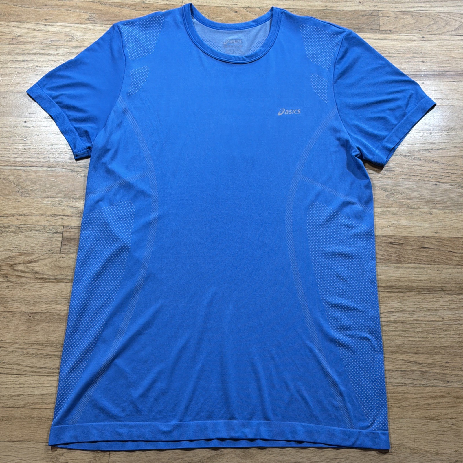 Asics Men's Running Short Sleeve T-Shirt Blue 2XL Performance Training Track Top gallery