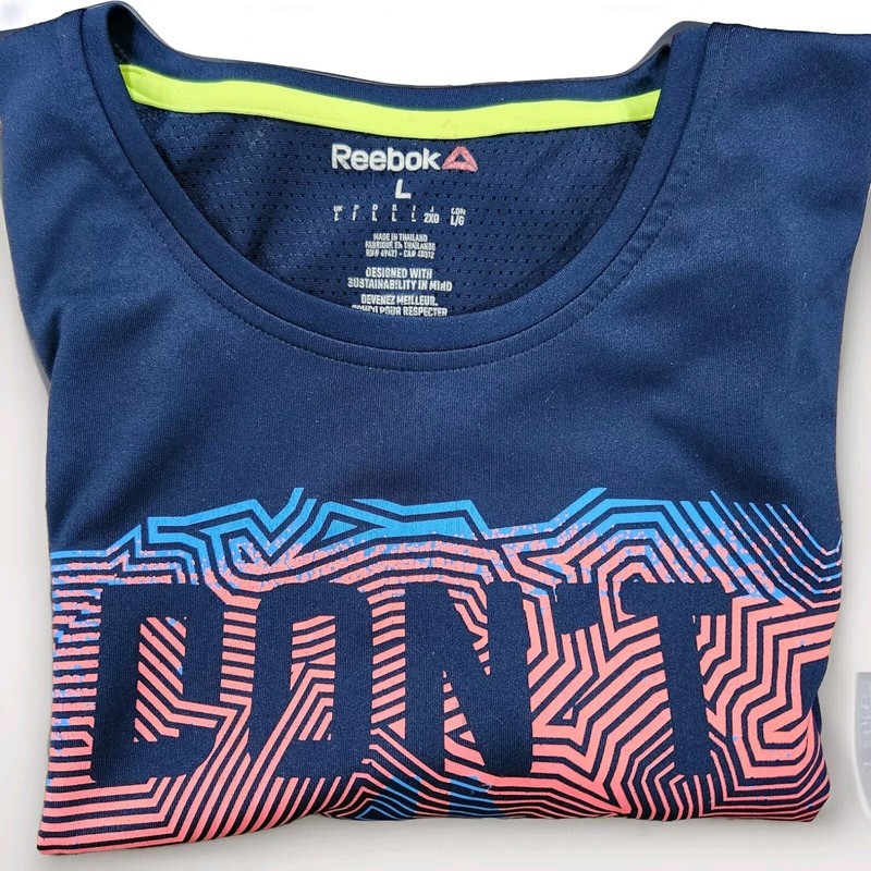 Reebok SpeedWick Mens Shirt Large Short Sleeves Front Graphic Logo Performance gallery