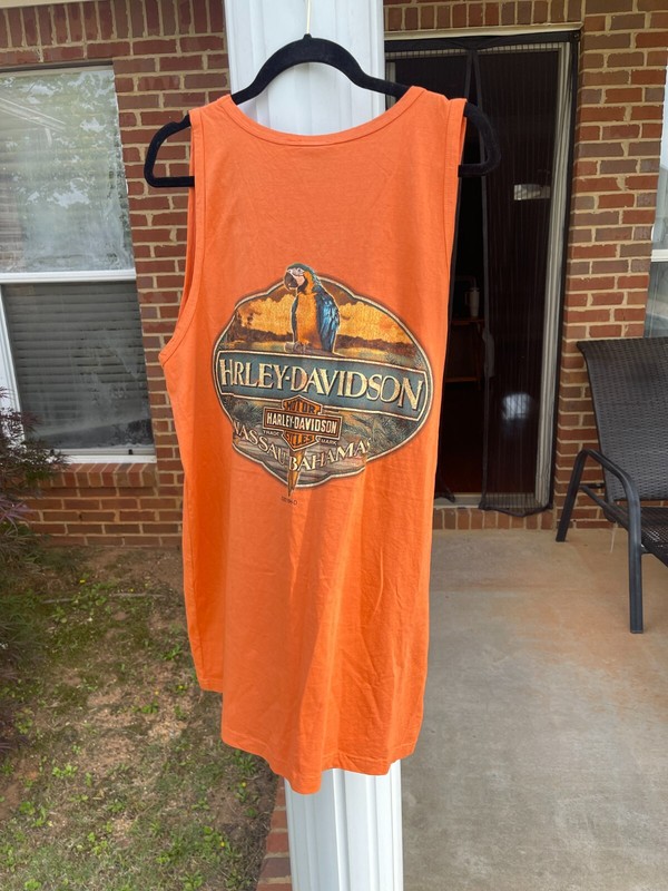Harley Davidson Men's Tank Top Size Large Orange 100% Cotton Logo Sleeveless New gallery