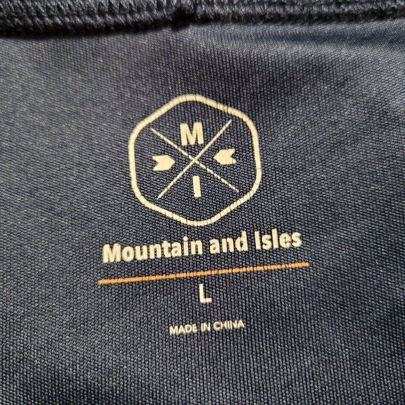 Mountain Isles Mens Fishing Long Sleeve Shirt American Flag Navy Blue Large gallery