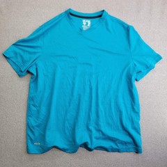 DRI-STAR Shirt Mens 2XL Aqua Blue V-Neck Athletic Mesh Moisture Wicking Tee