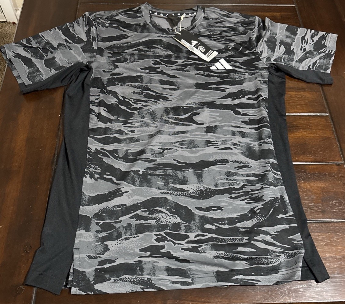 ADIDAS MEN'S CLIMACOOL CAMOUFLAGE GRAY /BLACK T-SHIRT POLYESTER MEDIUM $50 NWT gallery