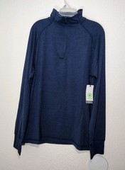 Gaiam Half Zip Pullover Active Top Blue | Long Sleeve Slim Fit | Size L
