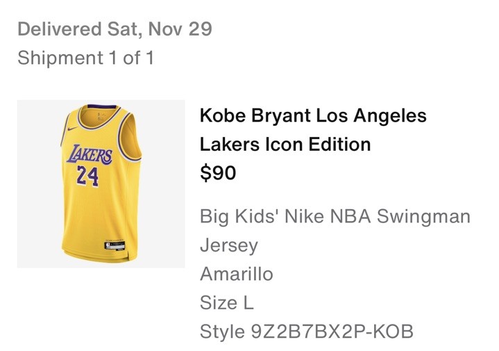 Nike Los Angeles Lakers Swingman KOBE BRYANT #24 authentic Big Kids Jersey Sz L gallery