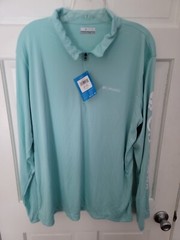 Columbia Mens Rapid Creek 1/4 Zip Omni Shade Shirt, Bright Aqua, XL