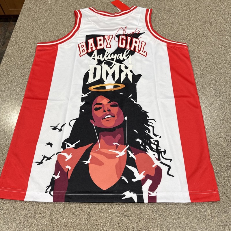 Headgear Classics - AALIYAH x DMX Basketball Jersey, White, Size M, NWT! gallery